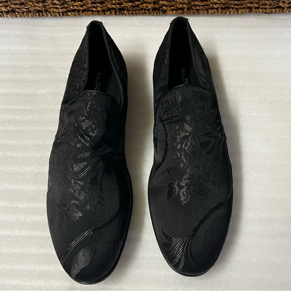 Aldo Men’s Goolsby Brocade Floral Black Textile Loafers Size 11 Dress Shoes